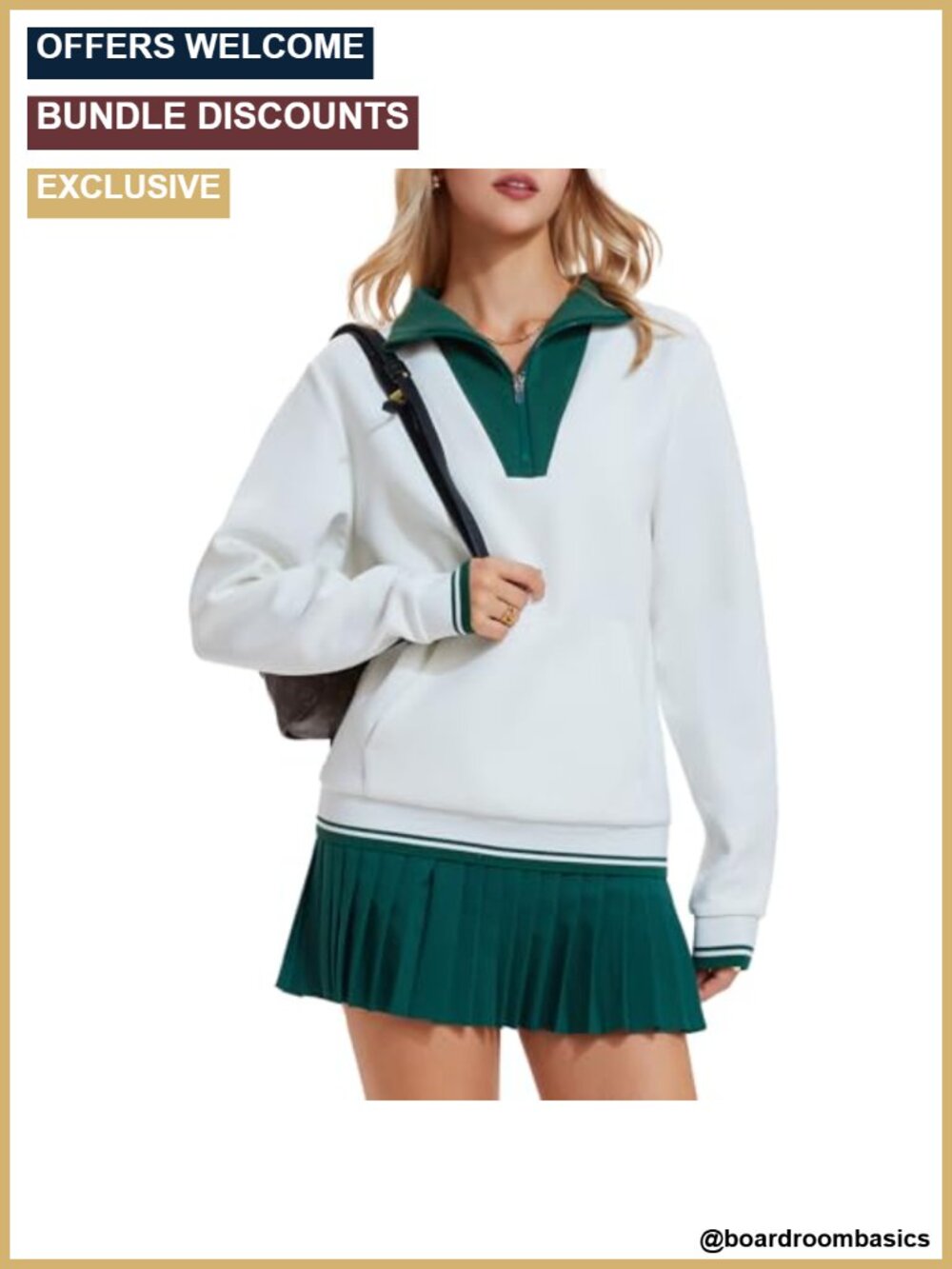 Women's 2-Piece Sweatshirt & Pleated Skirt Set Cotton Blend Loose Fit Casual